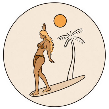 Surfer with palm tree illustration