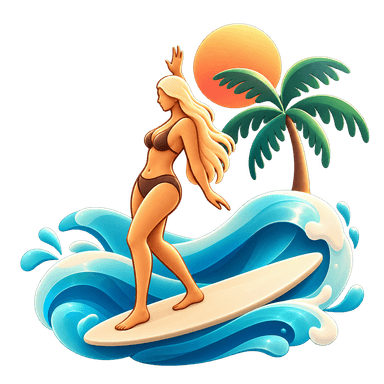 Surfer with palm tree illustration